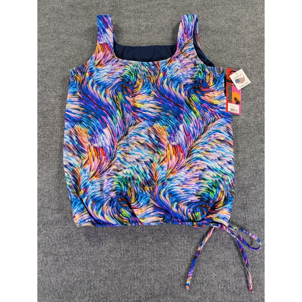T.H.E. Topanga Swimwear Tankini Top Womens 20 Multi Color Abstract Tummy Slimmer